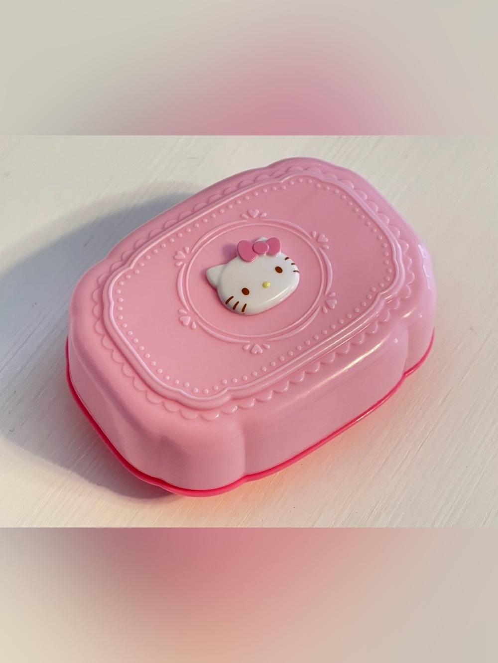 SANRIO HELLO KITTY HEAD PINK SOAP DISH TRAVEL CASE BOX